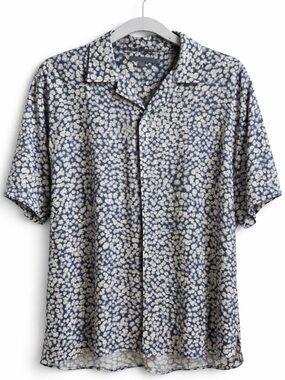 Men's Navy Floral Short-Sleeve Shirt JOHN VARVATOS